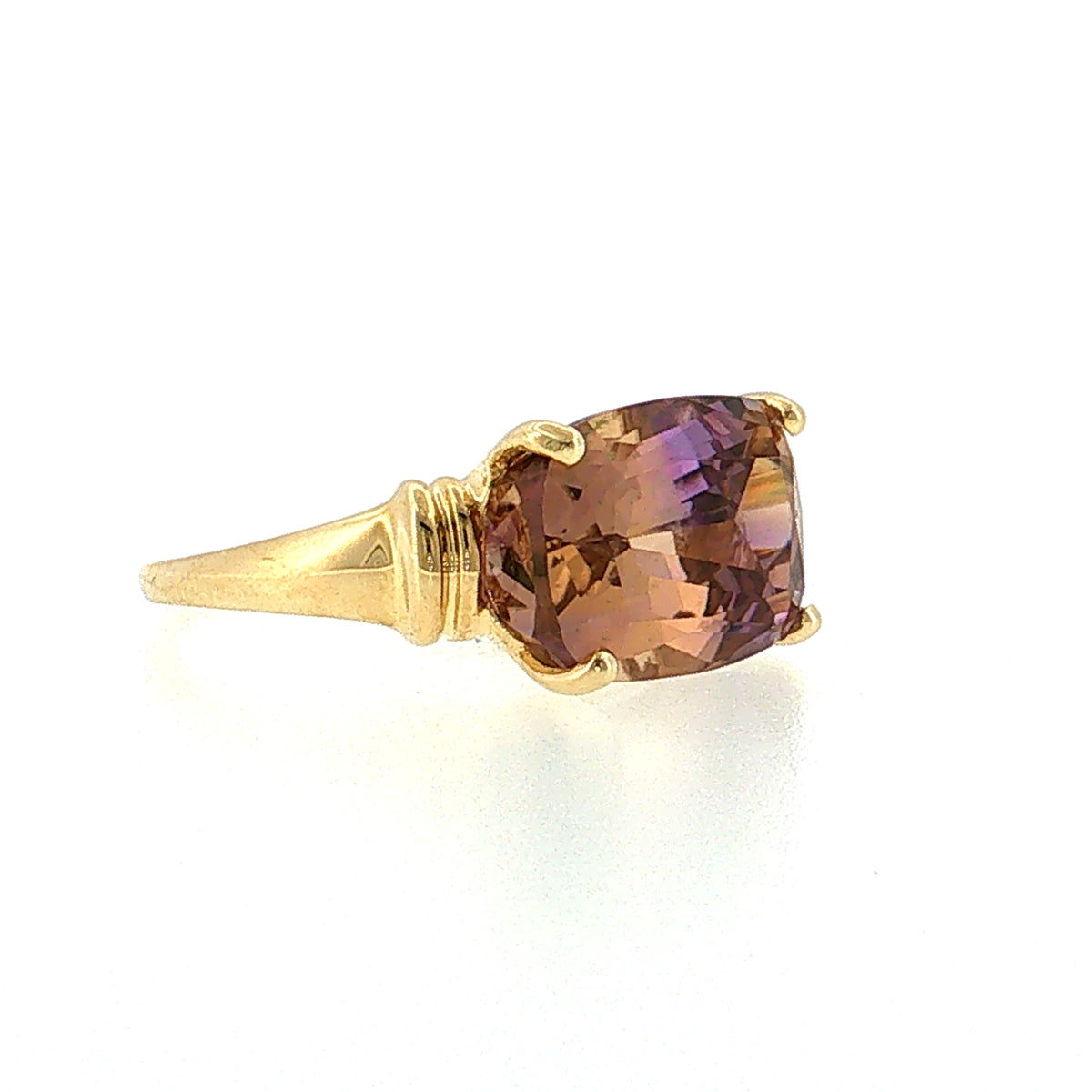 5.94 Cushion Ametrine Cocktail Ring 14k Yellow Gold
