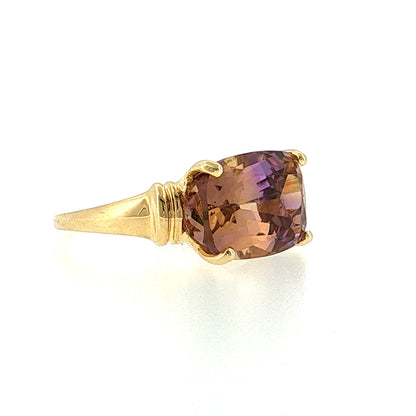 5.94 Cushion Ametrine Cocktail Ring 14k Yellow Gold