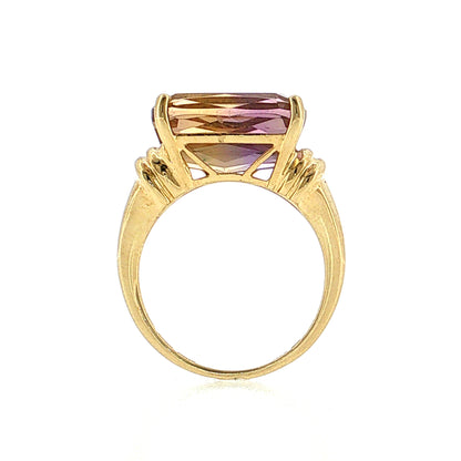 5.94 Cushion Ametrine Cocktail Ring 14k Yellow Gold