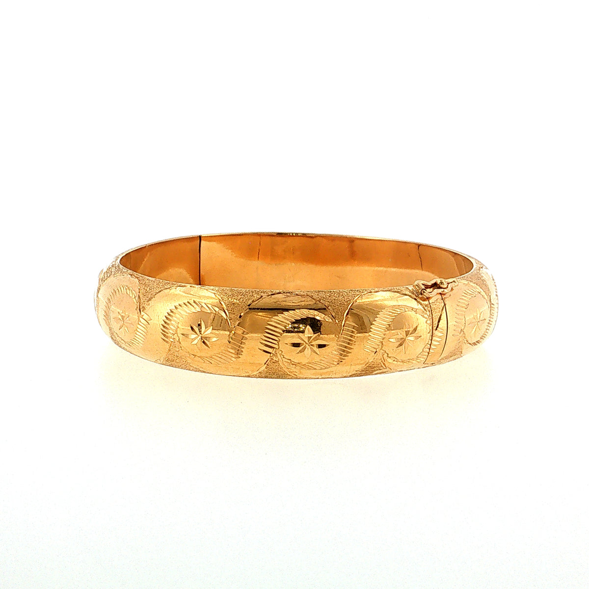 Vintage Mid-Century Star Bangle Bracelet 18k Yellow Gold