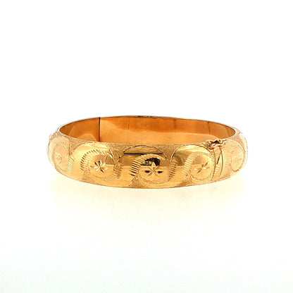 Vintage Mid-Century Star Bangle Bracelet 18k Yellow Gold