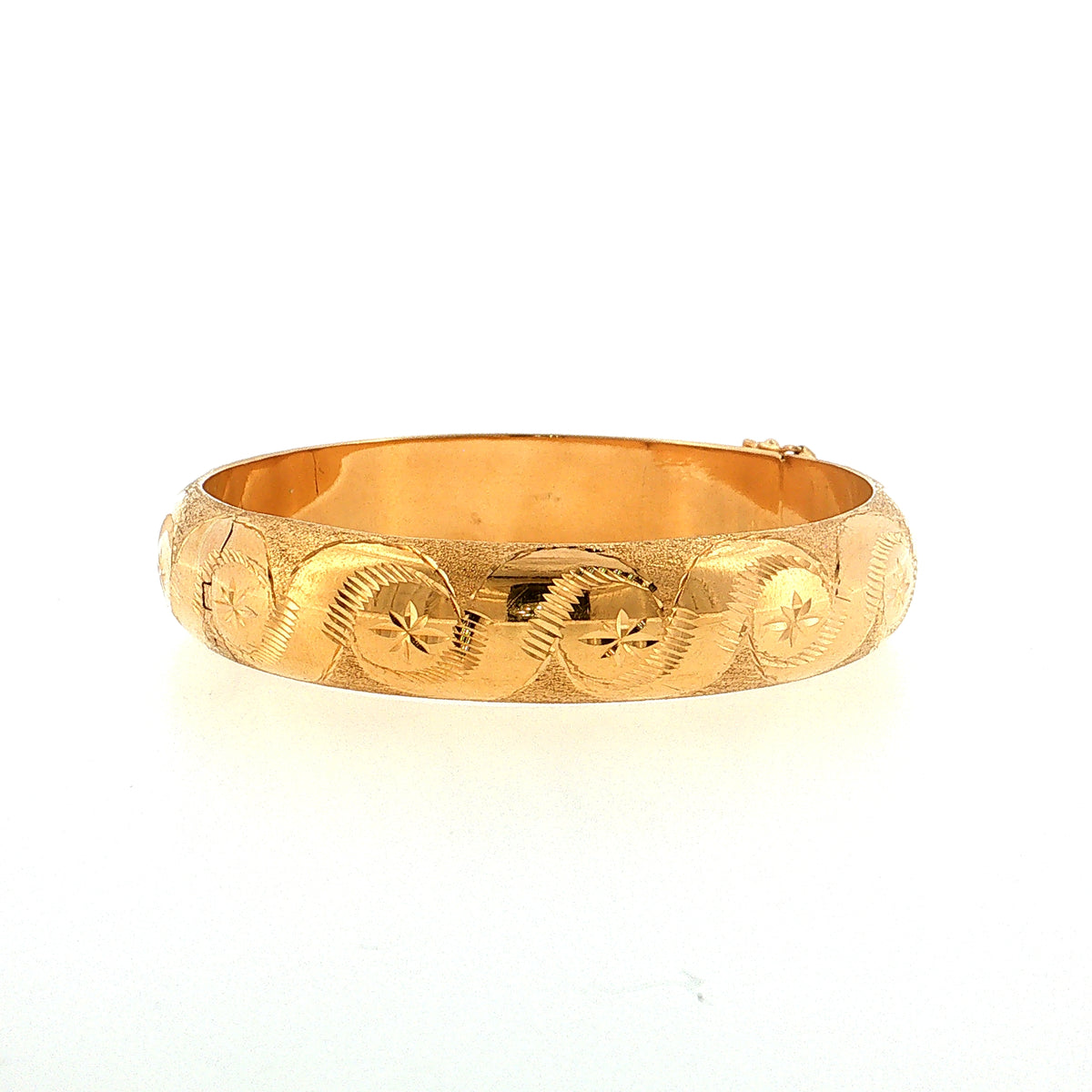 Vintage Mid-Century Star Bangle Bracelet 18k Yellow Gold
