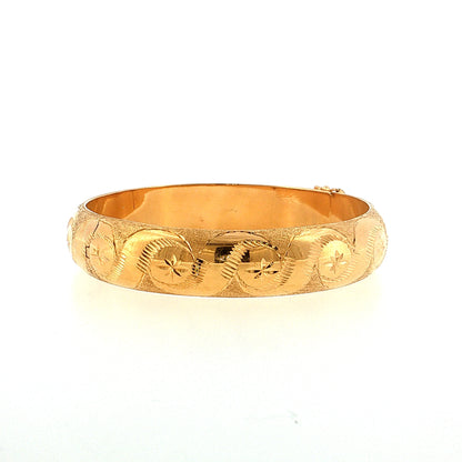 Vintage Mid-Century Star Bangle Bracelet 18k Yellow Gold