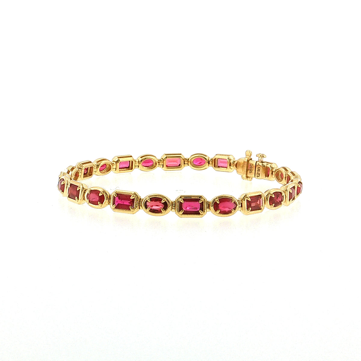6.92 Oval Ruby Line Bracelet 18k Rose Gold