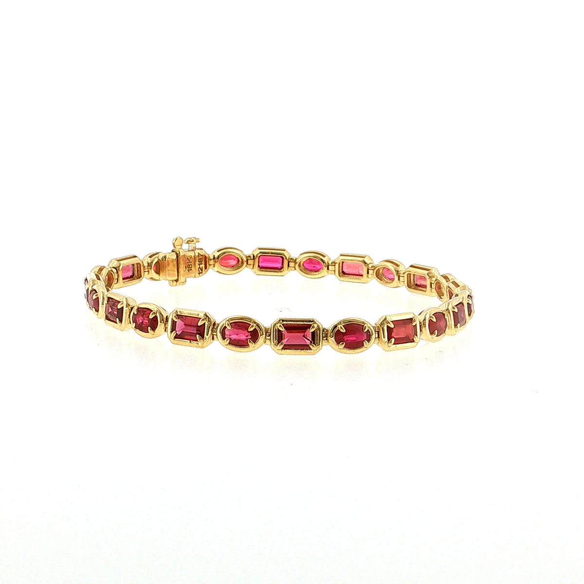 6.92 Oval Ruby Line Bracelet 18k Rose Gold
