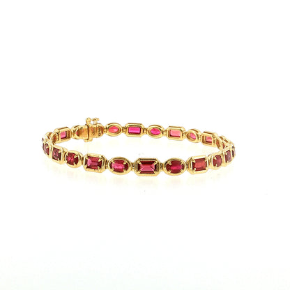 6.92 Oval Ruby Line Bracelet 18k Rose Gold