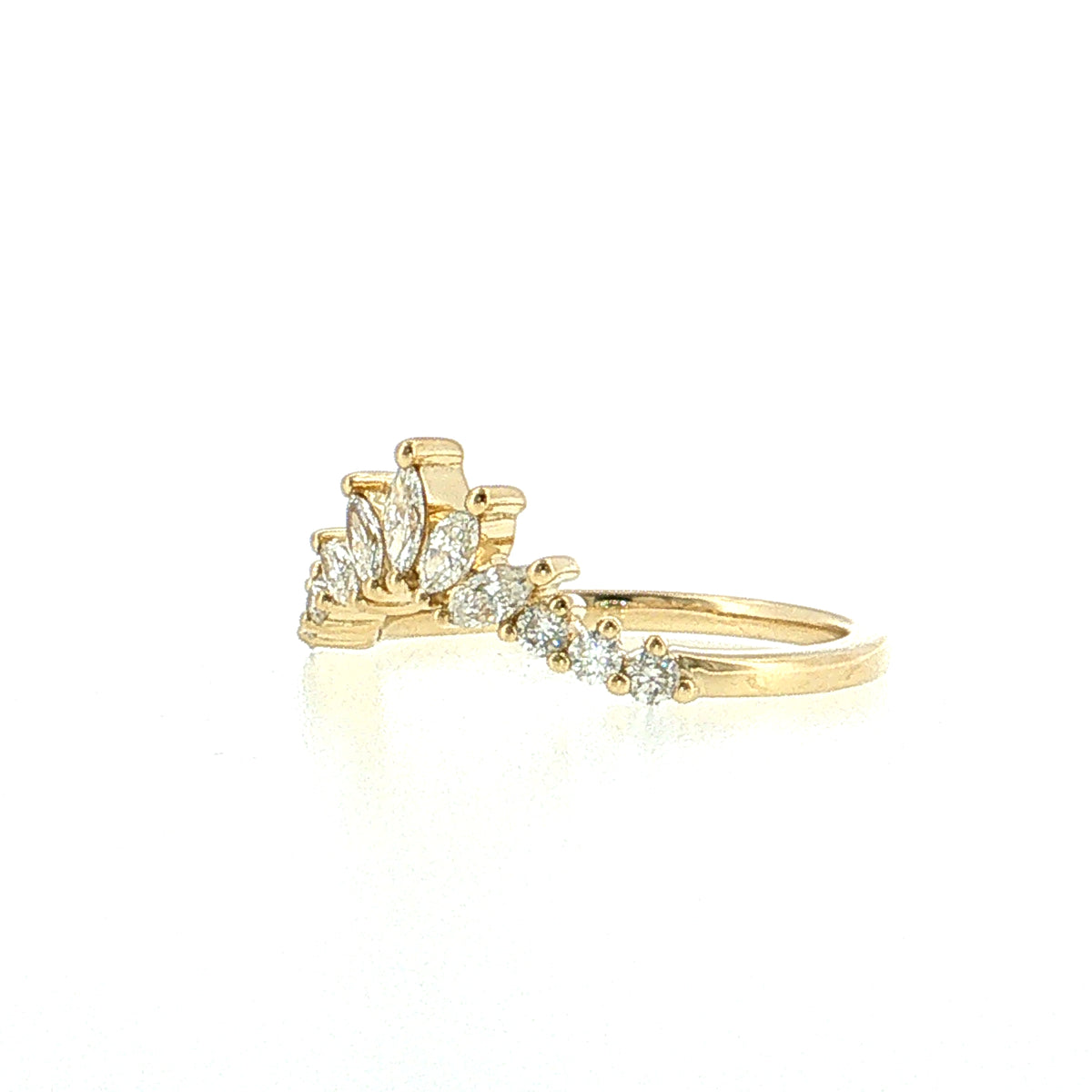 .39 Marquise Diamond Tiara Stacking Band 14k Yellow Gold