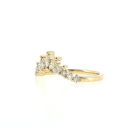 .39 Marquise Diamond Tiara Stacking Band 14k Yellow Gold