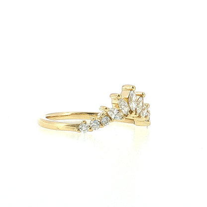 .39 Marquise Diamond Tiara Stacking Band 14k Yellow Gold