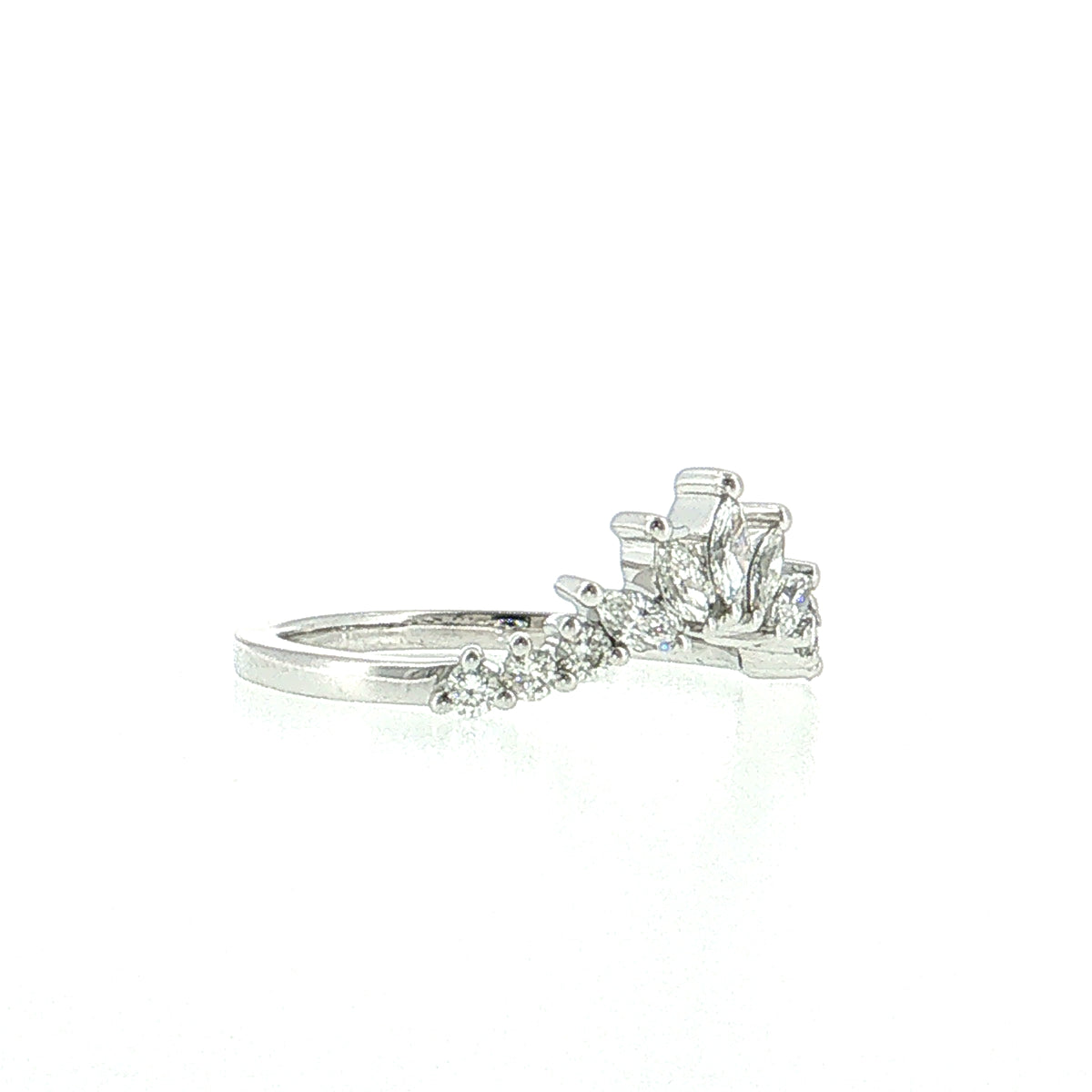 .39 Marquise Diamond Contoured Tiara Wedding Band 14k