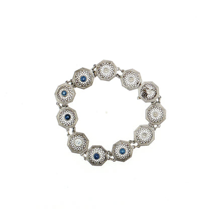.24 Antique Art Deco Diamond & Sapphire Bracelet 14k