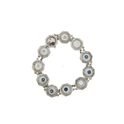 .24 Antique Art Deco Diamond & Sapphire Bracelet 14k