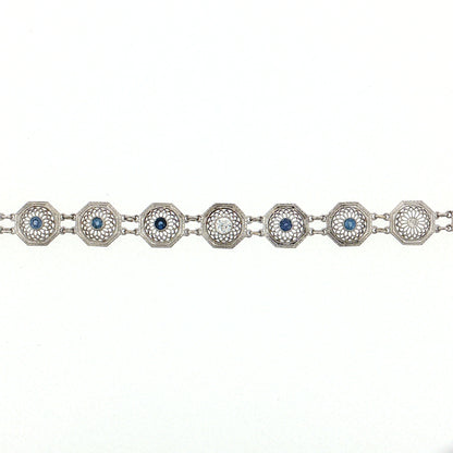 .24 Antique Art Deco Diamond & Sapphire Bracelet 14k