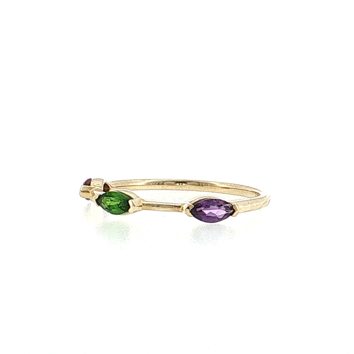 Three Stone Marquise Gemstone Stacking Ring 14k