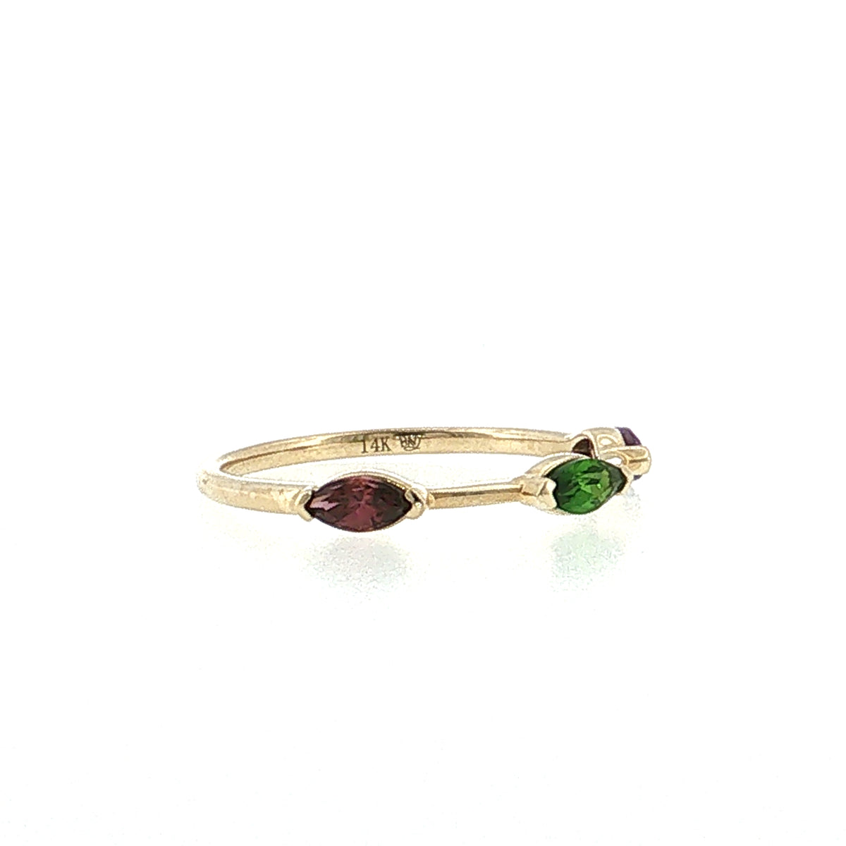 Three Stone Marquise Gemstone Stacking Ring 14k