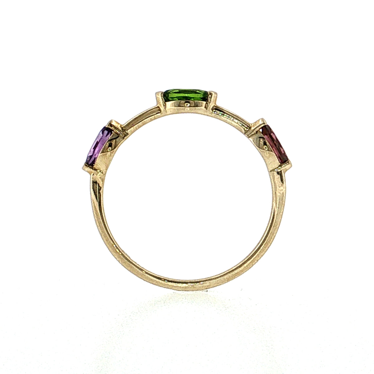Three Stone Marquise Gemstone Stacking Ring 14k
