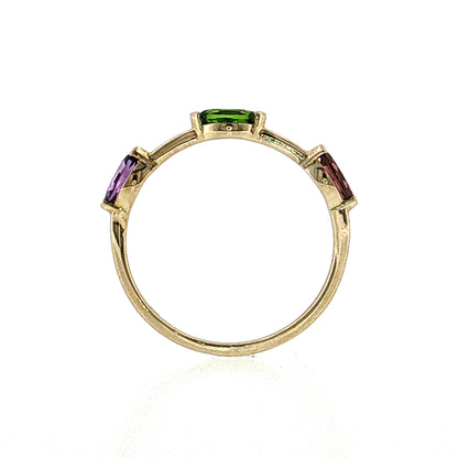 Three Stone Marquise Gemstone Stacking Ring 14k