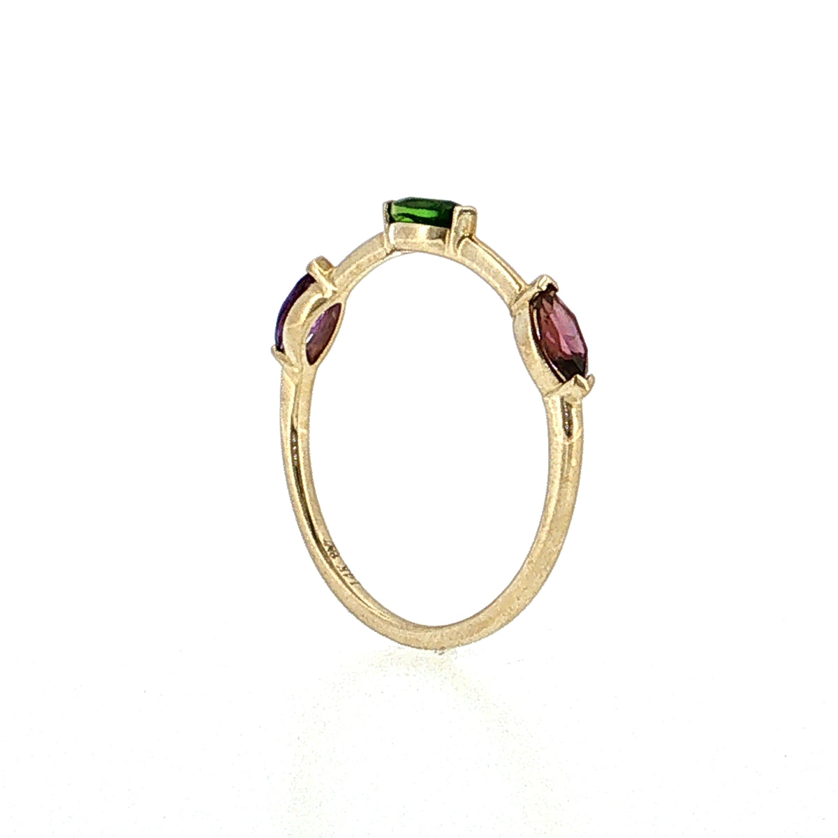 Three Stone Marquise Gemstone Stacking Ring 14k