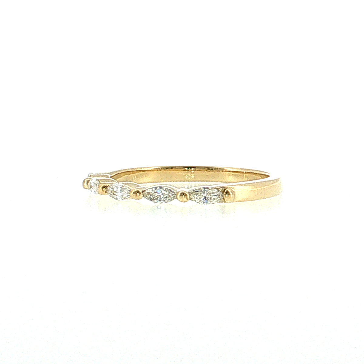 .22 Marquise Diamond Five Stone Wedding Band 14k Yellow Gold