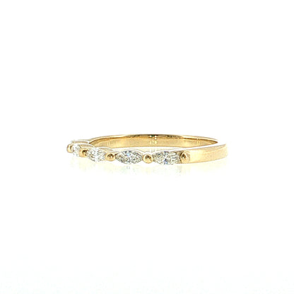.22 Marquise Diamond Five Stone Wedding Band 14k Yellow Gold