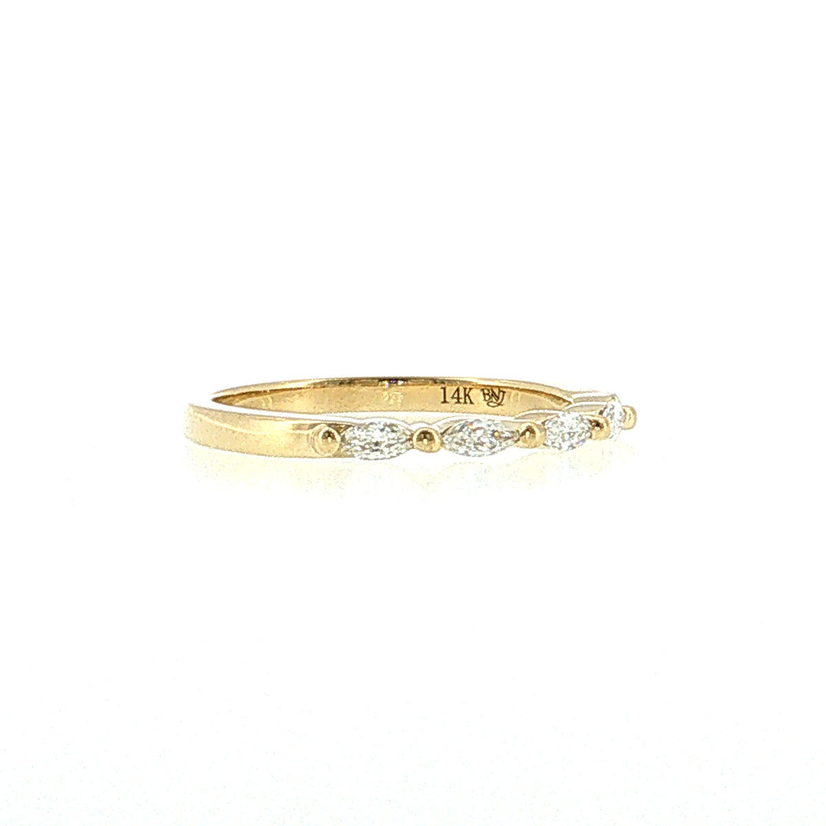 .22 Marquise Diamond Five Stone Wedding Band 14k Yellow Gold
