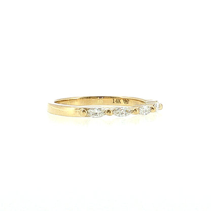 .22 Marquise Diamond Five Stone Wedding Band 14k Yellow Gold