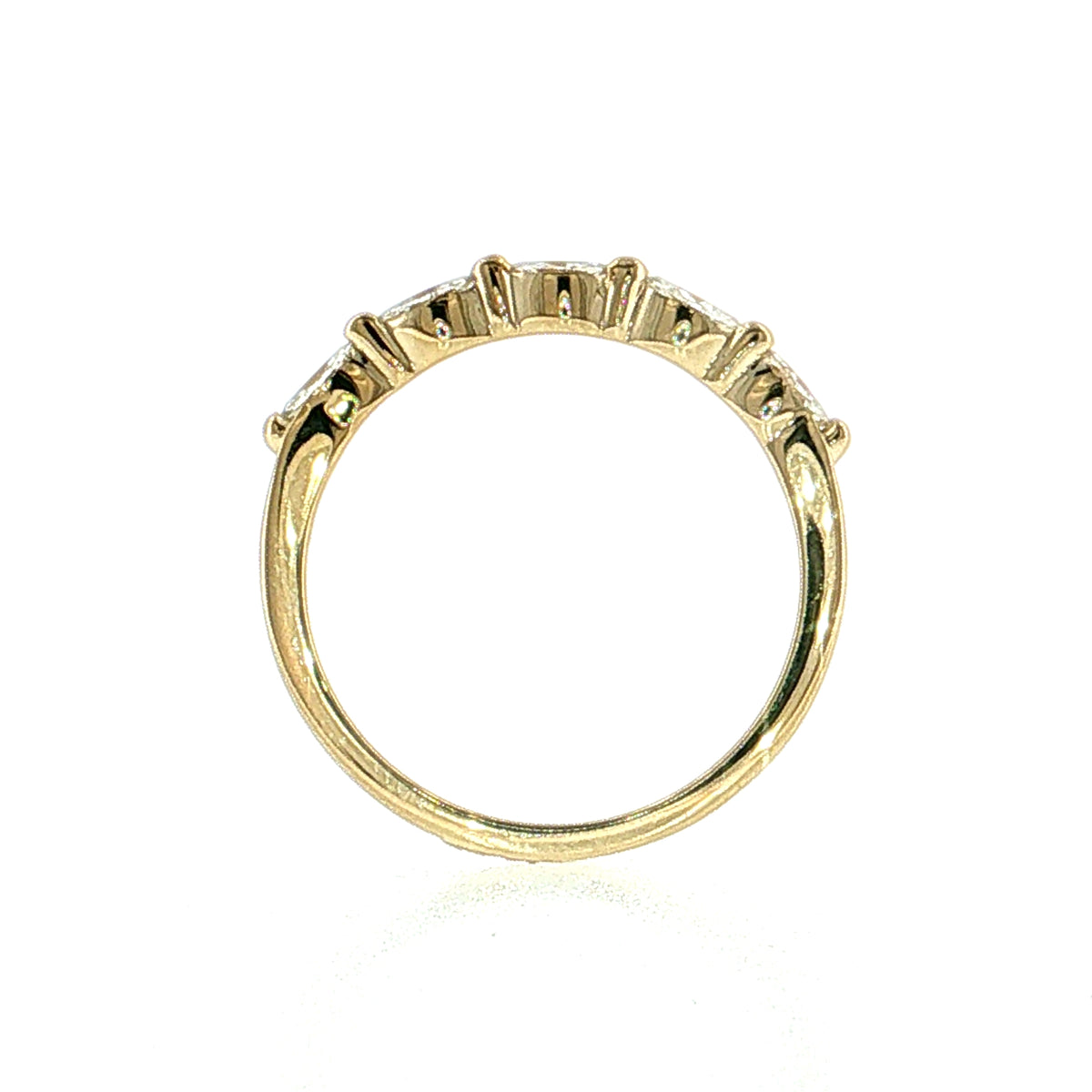 .22 Marquise Diamond Five Stone Wedding Band 14k Yellow Gold