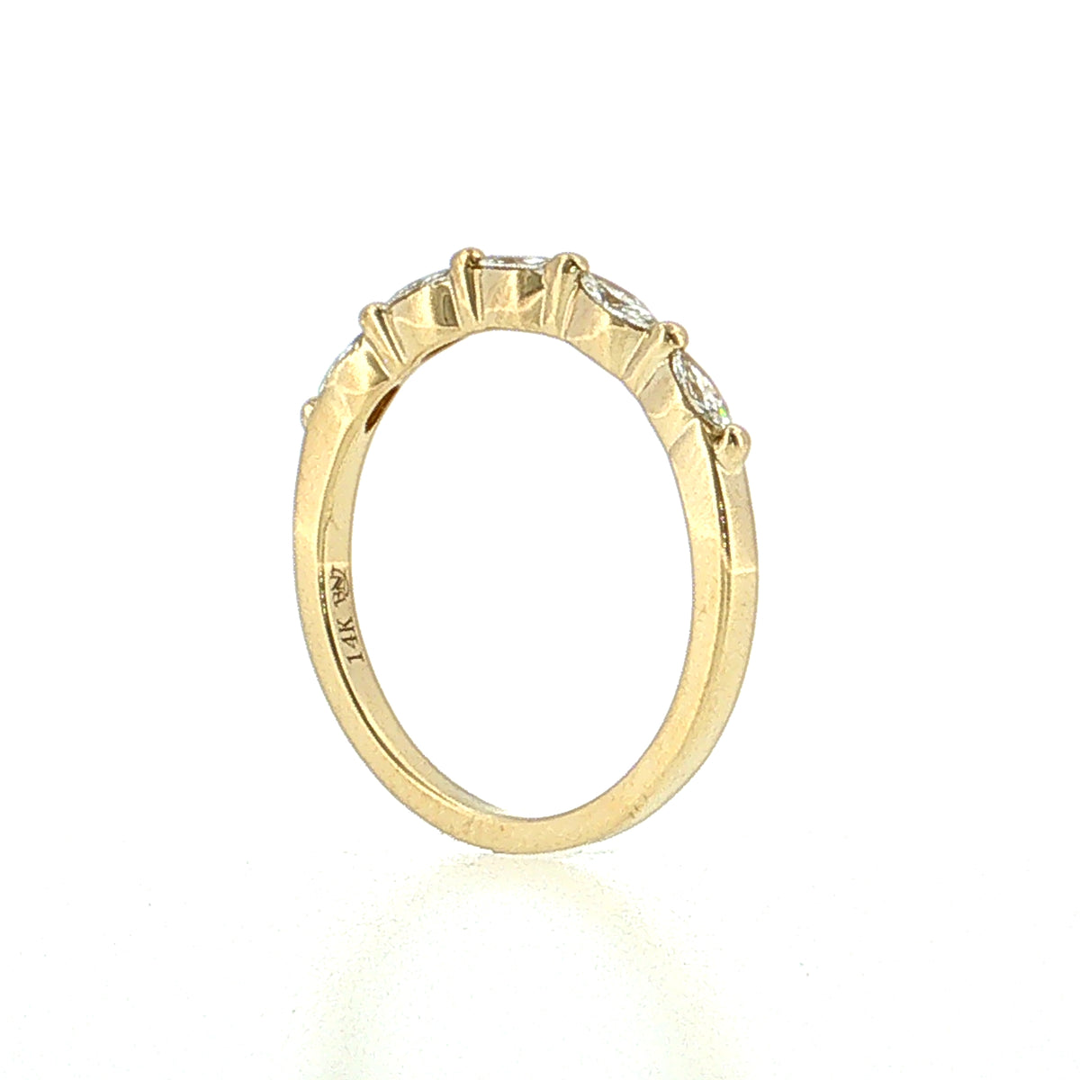 .22 Marquise Diamond Five Stone Wedding Band 14k Yellow Gold