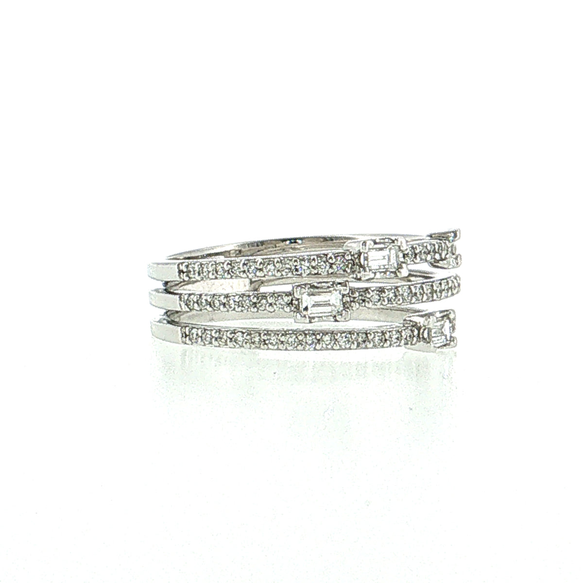 .22 Baguette Diamond Cocktail Ring 14k White Gold