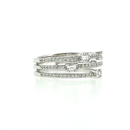 .22 Baguette Diamond Cocktail Ring 14k White Gold