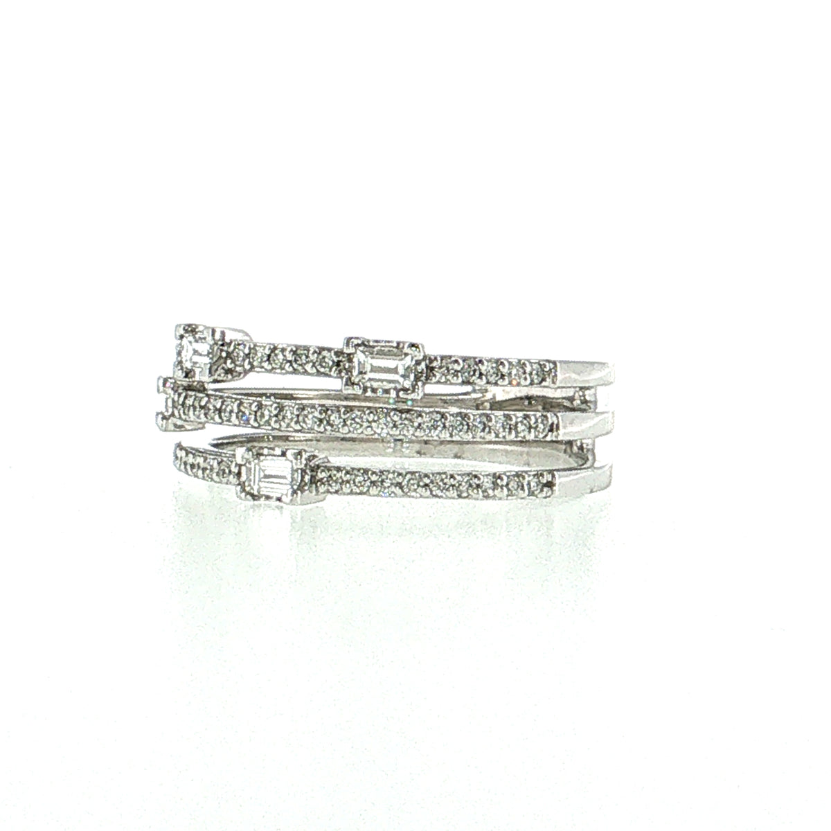 .22 Baguette Diamond Cocktail Ring 14k White Gold
