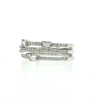 .22 Baguette Diamond Cocktail Ring 14k White Gold
