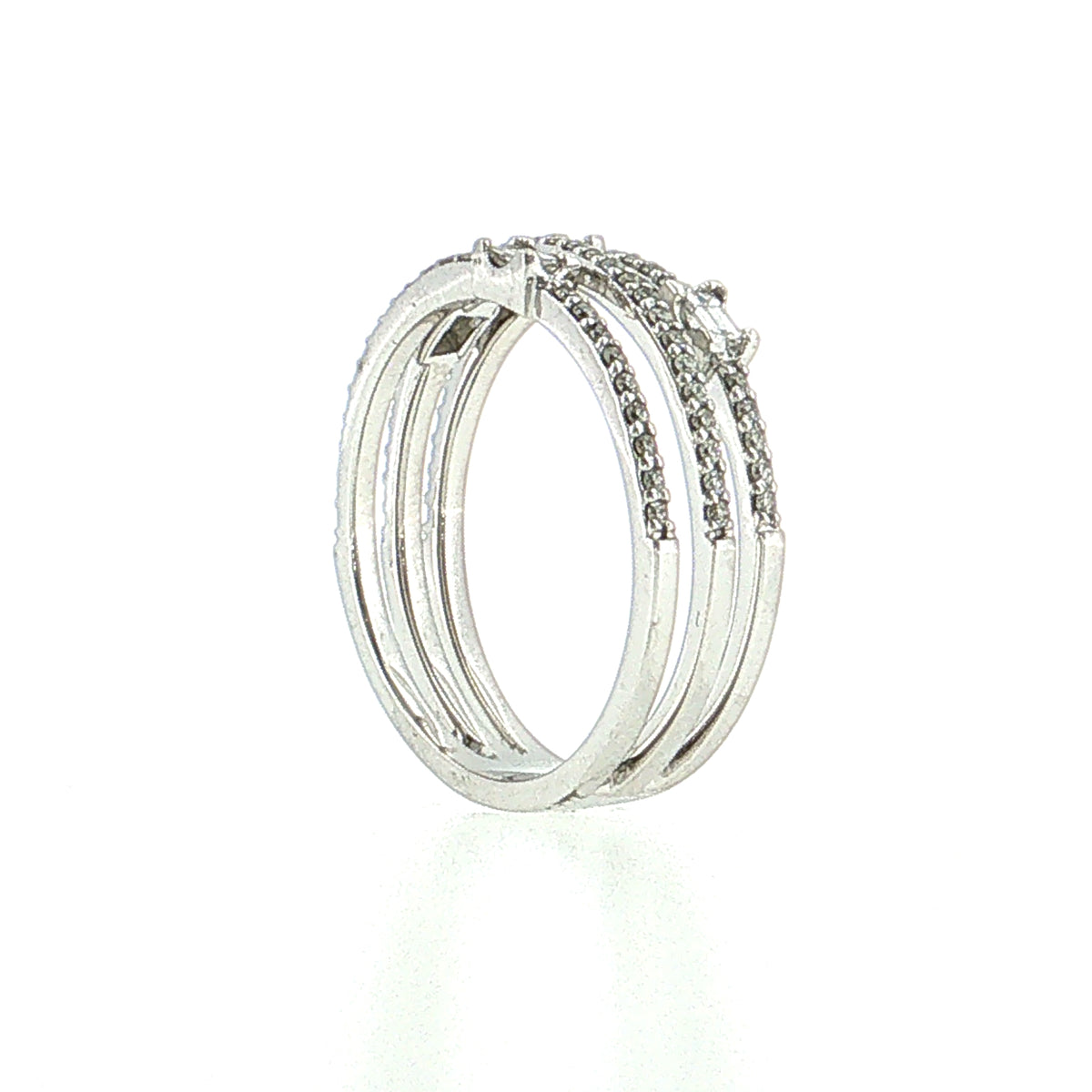 .22 Baguette Diamond Cocktail Ring 14k White Gold