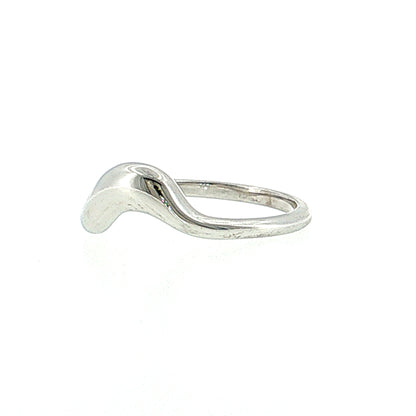 Contoured Stacking Wedding Band 14k White Gold