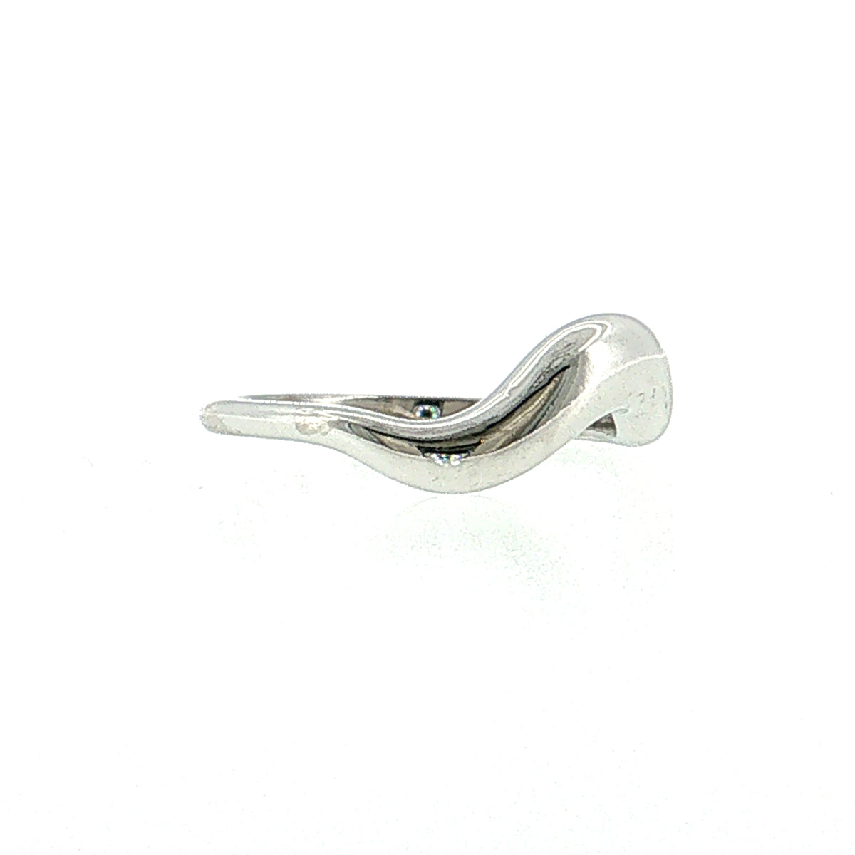Contoured Stacking Wedding Band 14k White Gold