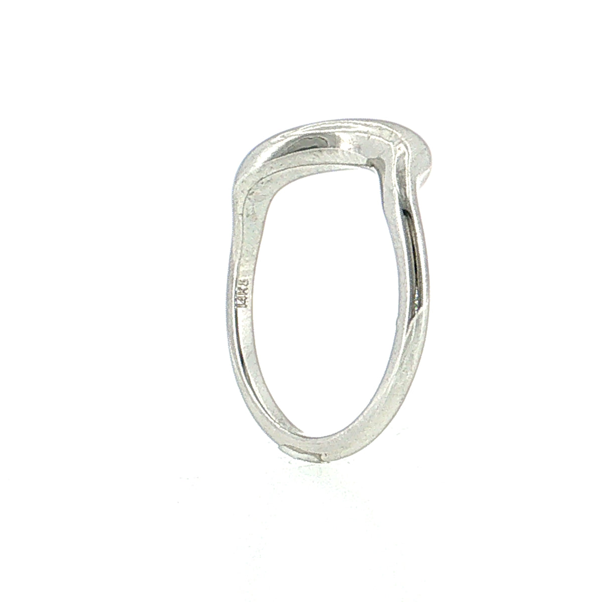 Contoured Stacking Wedding Band 14k White Gold