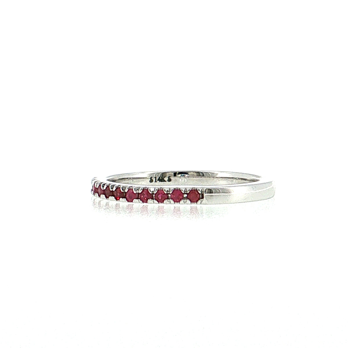 .22 Round Ruby Stacking Ring 14k White Gold