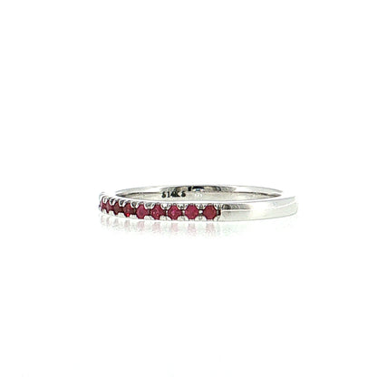 .22 Round Ruby Stacking Ring 14k White Gold
