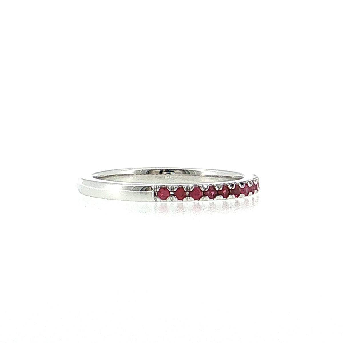 .22 Round Ruby Stacking Ring 14k White Gold