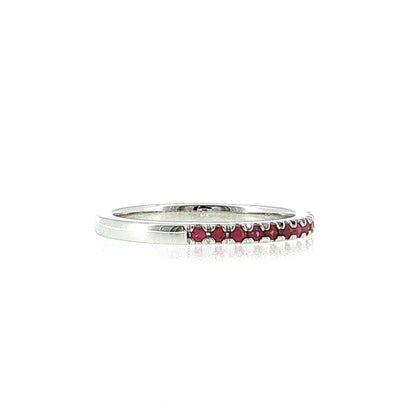 .22 Round Ruby Stacking Ring 14k White Gold