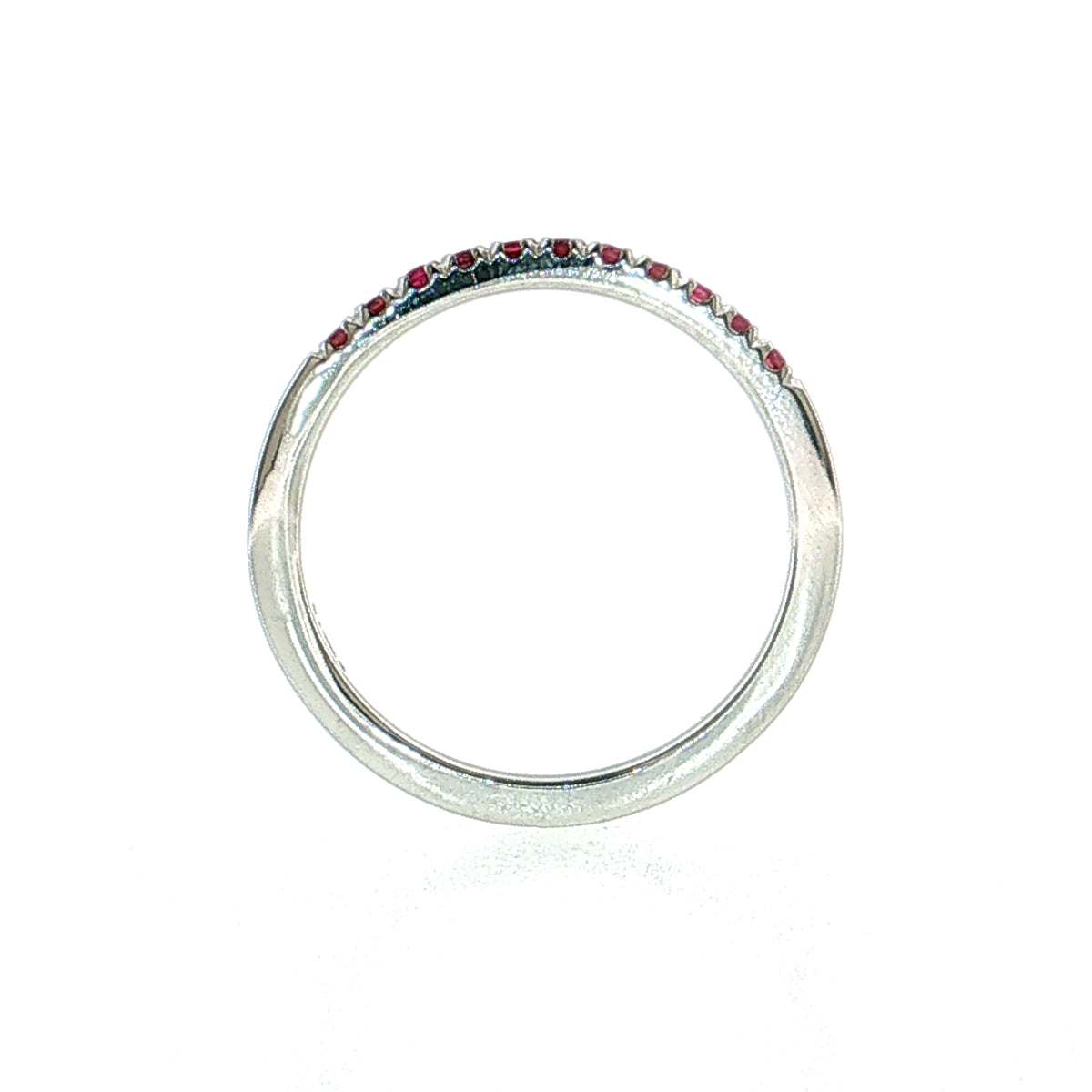 .22 Round Ruby Stacking Ring 14k White Gold