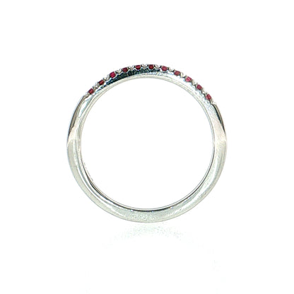 .22 Round Ruby Stacking Ring 14k White Gold