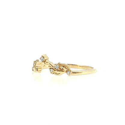 .05 Diamond Leaf Contour Stacking Band 14k Yellow Gold