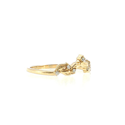 .05 Diamond Leaf Contour Stacking Band 14k Yellow Gold