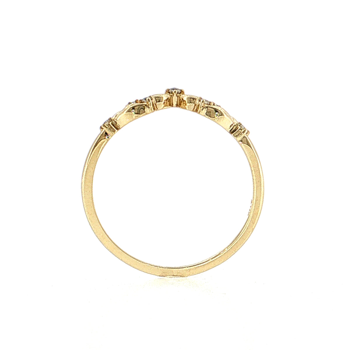 .05 Diamond Leaf Contour Stacking Band 14k Yellow Gold