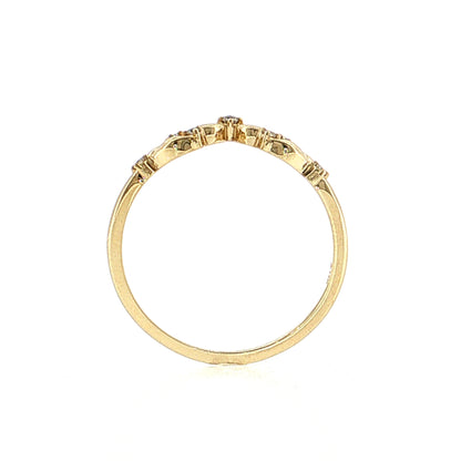 .05 Diamond Leaf Contour Stacking Band 14k Yellow Gold