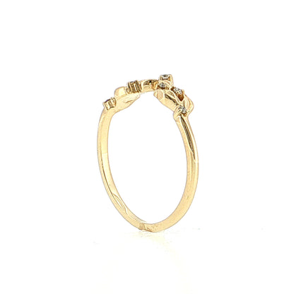 .05 Diamond Leaf Contour Stacking Band 14k Yellow Gold