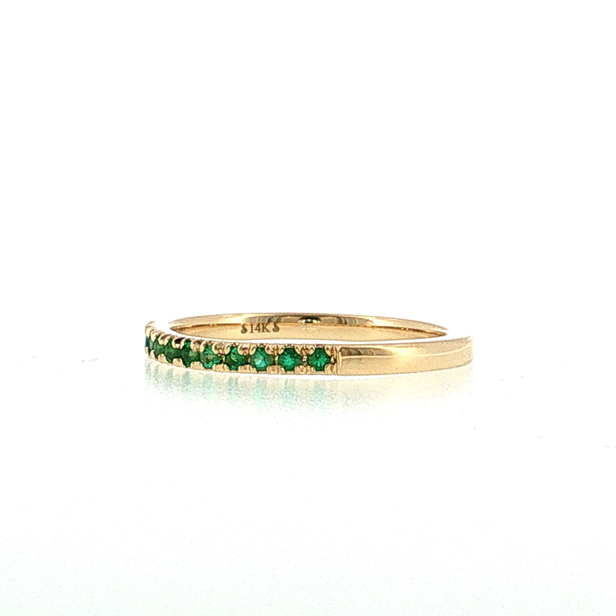.22 Round Emerald Stacking Ring 14k Yellow Gold