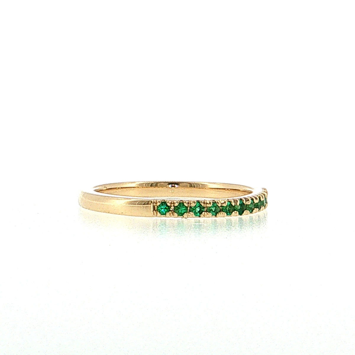 .22 Round Emerald Stacking Ring 14k Yellow Gold