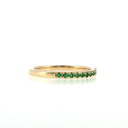.22 Round Emerald Stacking Ring 14k Yellow Gold